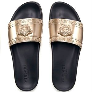 Versace Gold and Black Sandals